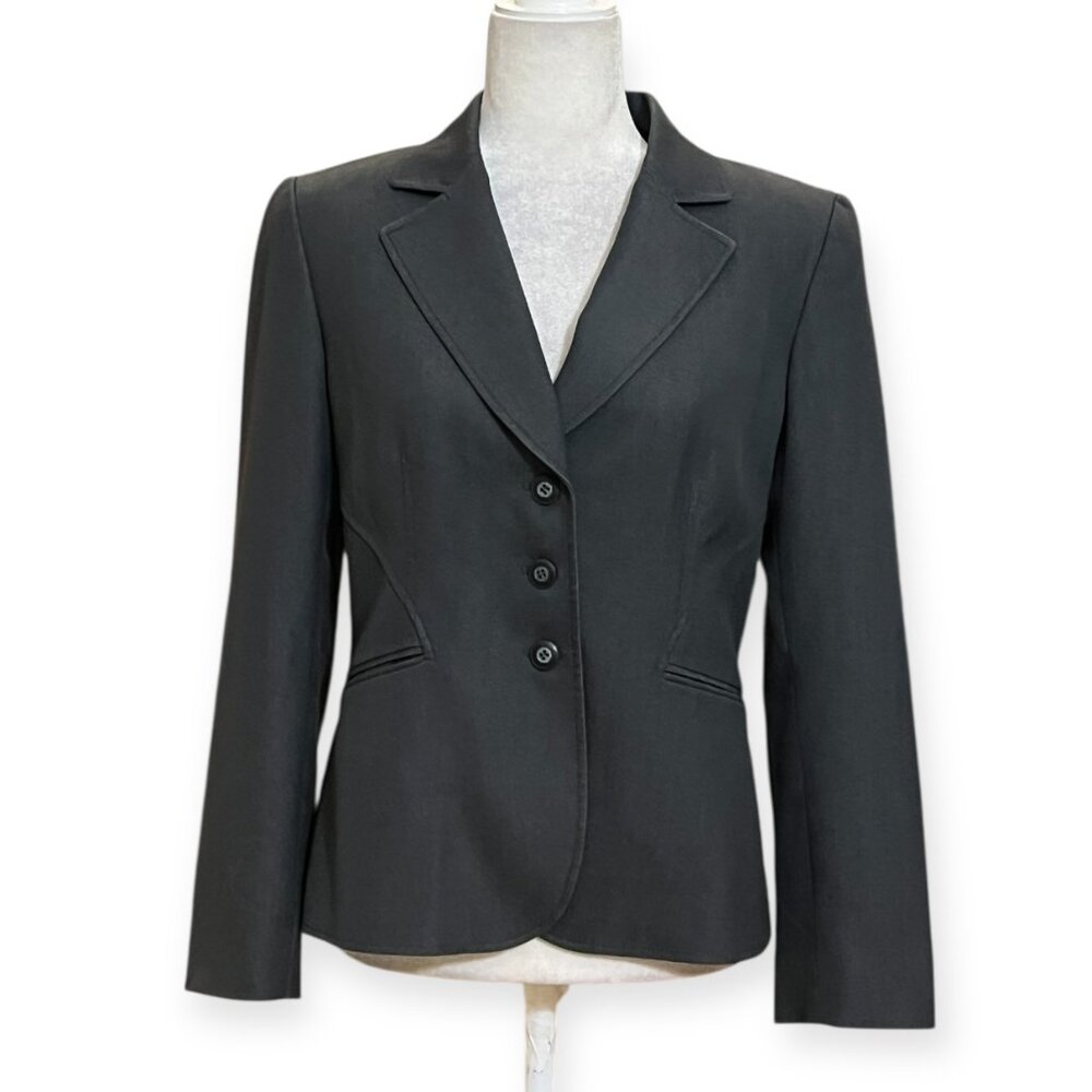 Tahari ASL Women’s Blazer 8P Petite Gray Jacket Career Work Office Suit Jacket